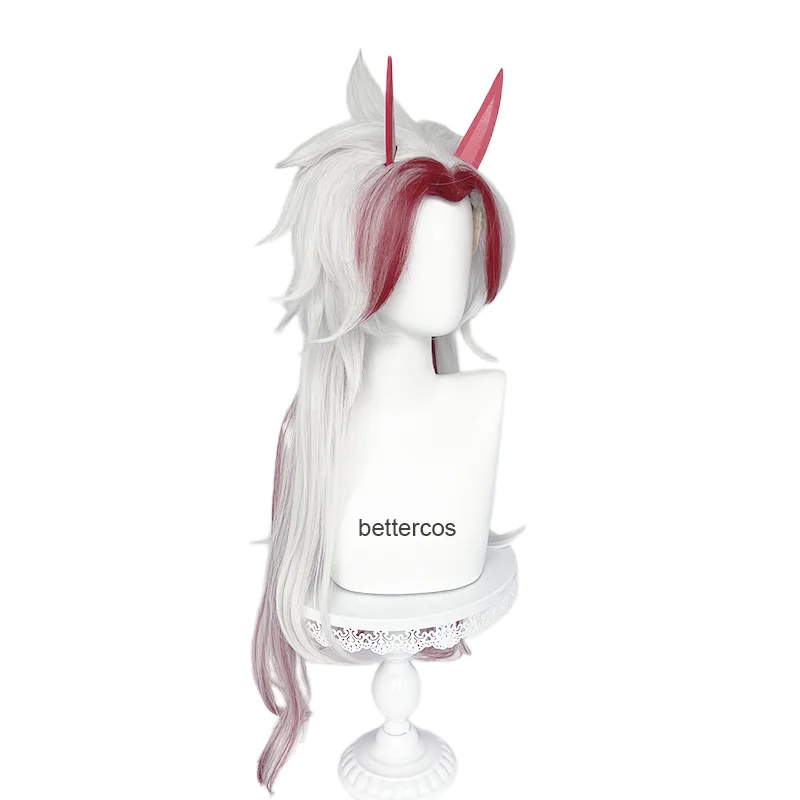 Arataki Itto Cosplay Wig 80cm Silver Red Wig Cosplay Anime Cosplay Wig Heat Resistant Synthetic Wigs +wig cap