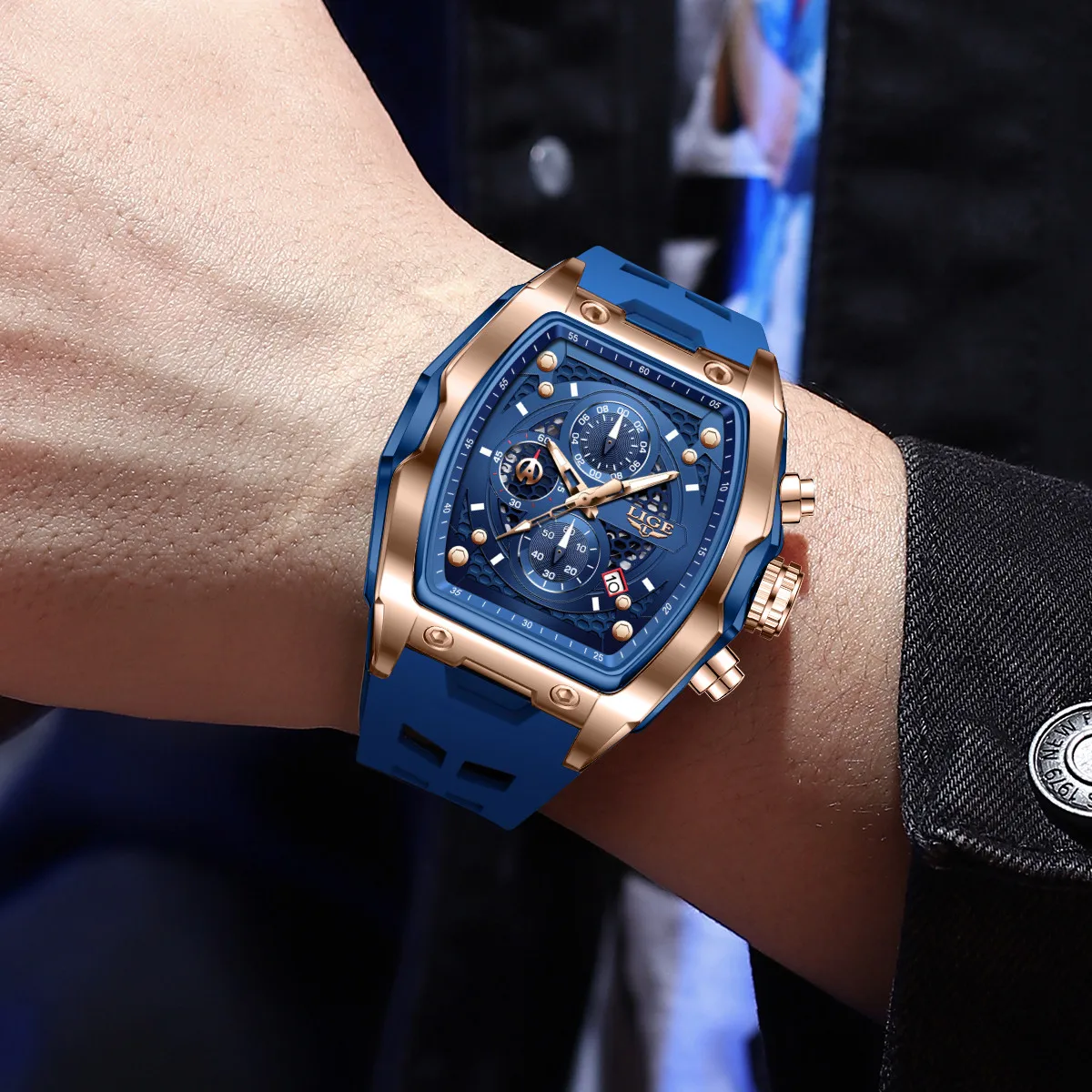 LIGE Men Military Watch Waterproof Calendar Big Dial Quartz Wristwatch Sport Business Silicone Men Watches Relogios Masculino