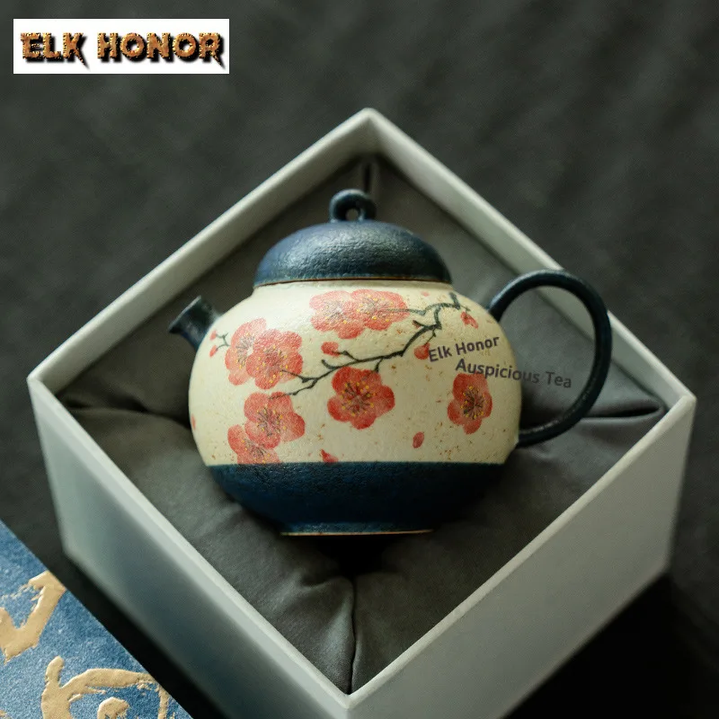 

145ml Pure Hand-painted Plum Blossoms Teapot Elegant Tea Infuser Pot Tea Brewing Kettle With Strainer Teaset Supplies Craft Gift