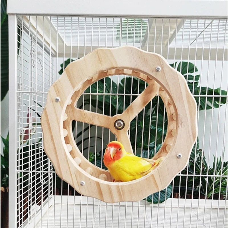 Ruota in legno Giocattolo per attività per uccelli per parrocchetti Uccello in piedi Arrampicata Ruota rotante Giocattolo per
