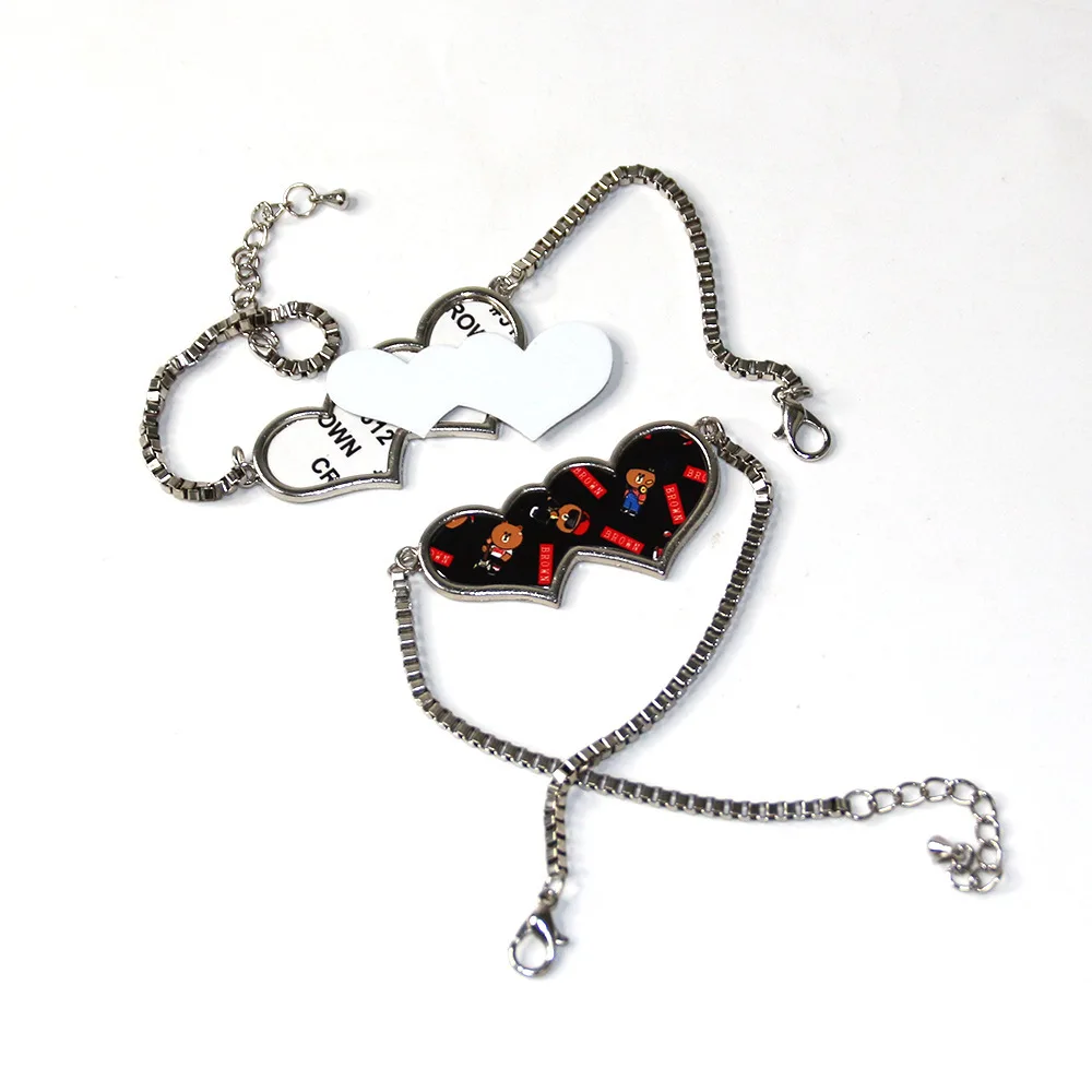 30 Sets Sublimation Alloy Photo Frame Heat Press Bracelet DIY Jewelry Blanks For Christmas Birthday Gift