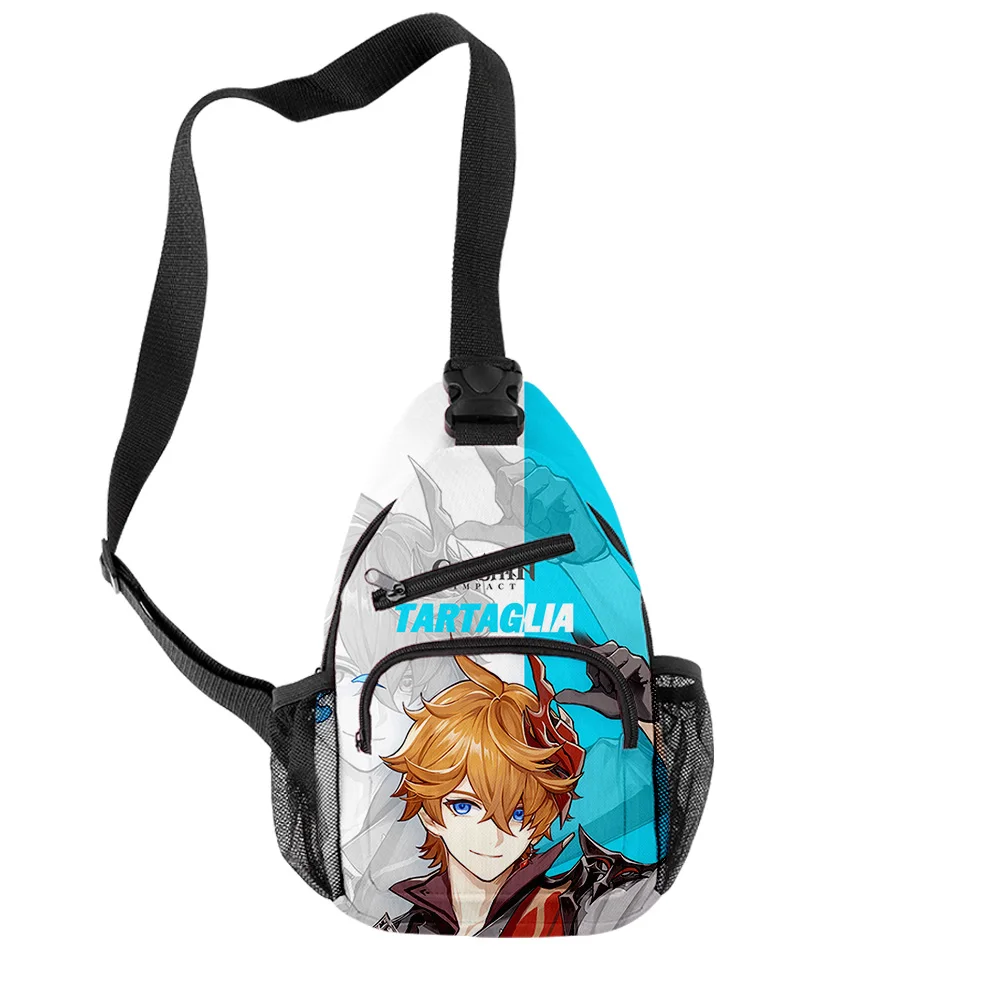 Hip hop popular genshin impacto crossbody sacos de peito oxford à prova dwaterproof água meninos/meninas esportes saco viagem impressão 3d sacos ombro