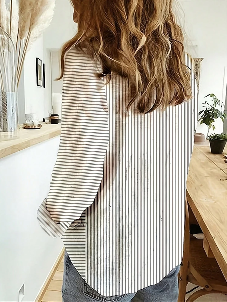 Plus Size Crushed Printed Button Casual Shirt Single Row Button Elegant 2025 New Spring and Autumn Best Choice