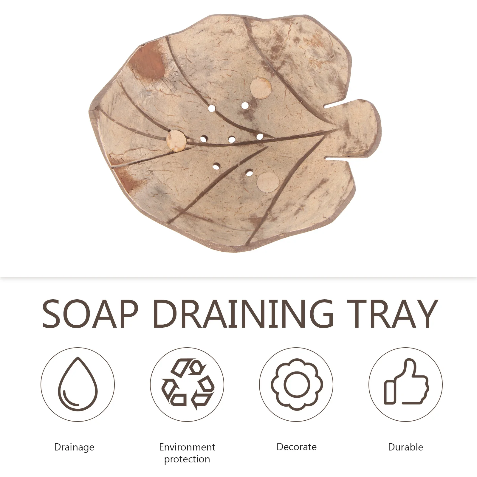 

Wooden Coconut Shell Soap Holder Suction Cup Dish Bathroom Storage Supplies Box Bracket