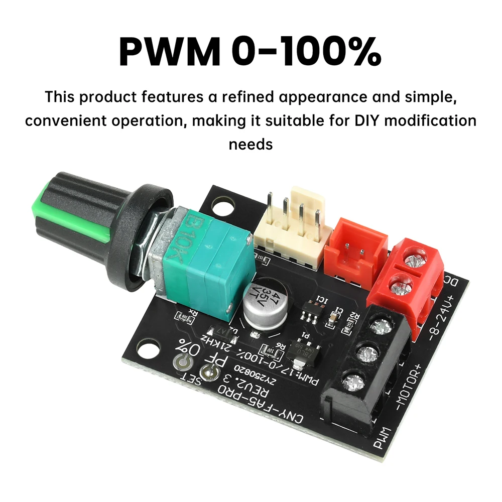 DC8-24V 5A 4-Wire Violent Fan Speed Controller Brushless DC Motor PWM Speed Controller with Switch 0-100% Duty Cycle Adjustable