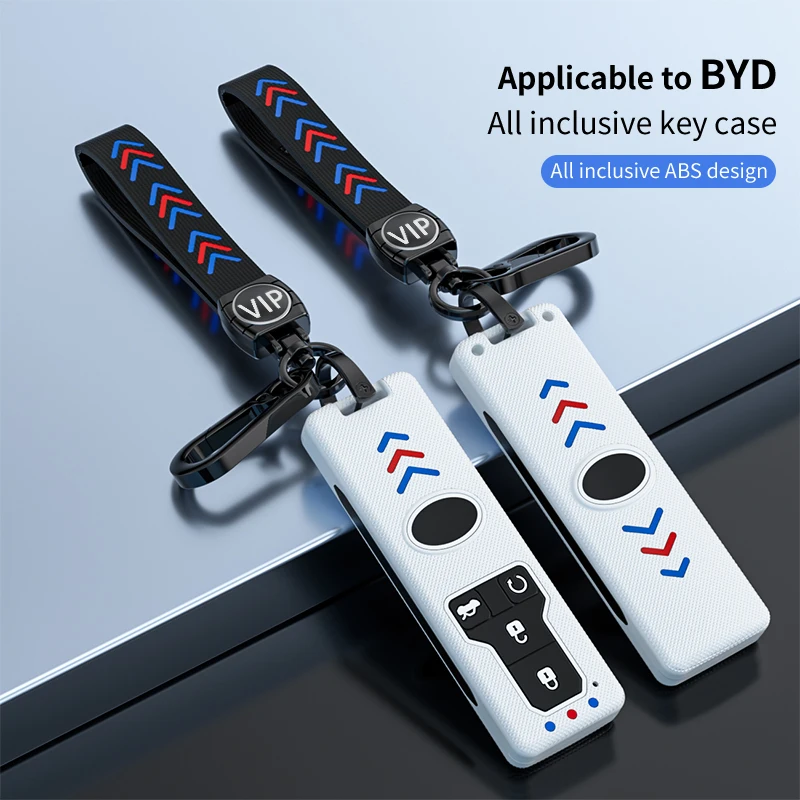 1PCS 4Buttons Soft Flip Car Key Case Cover Fod Shell for BYD Key Replacement Protector Luminous Button With Black White Keychain