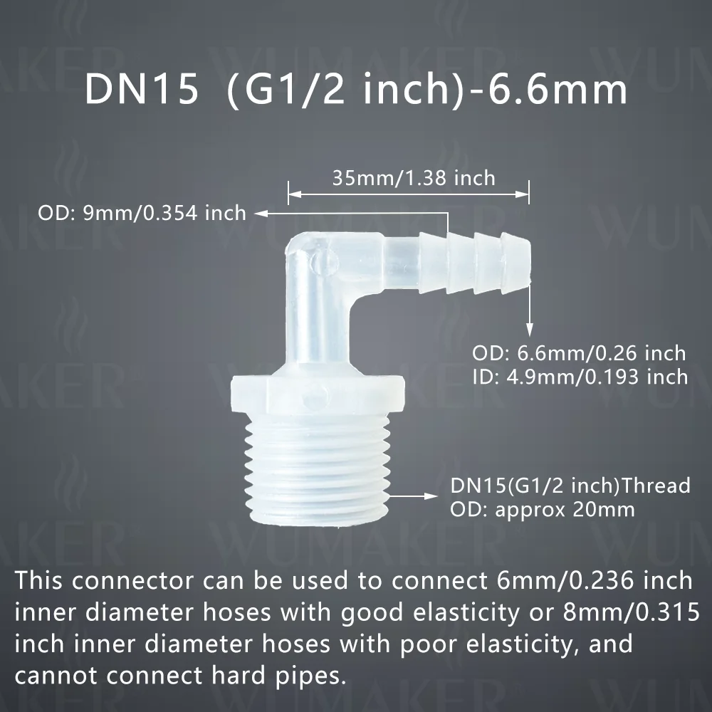 5PCS Plastic G1/2 inch Male Thread Right Angle Elbow Hose Connector DN15 Pagoda Barbed Joint for Water Pump Irrigation Garden