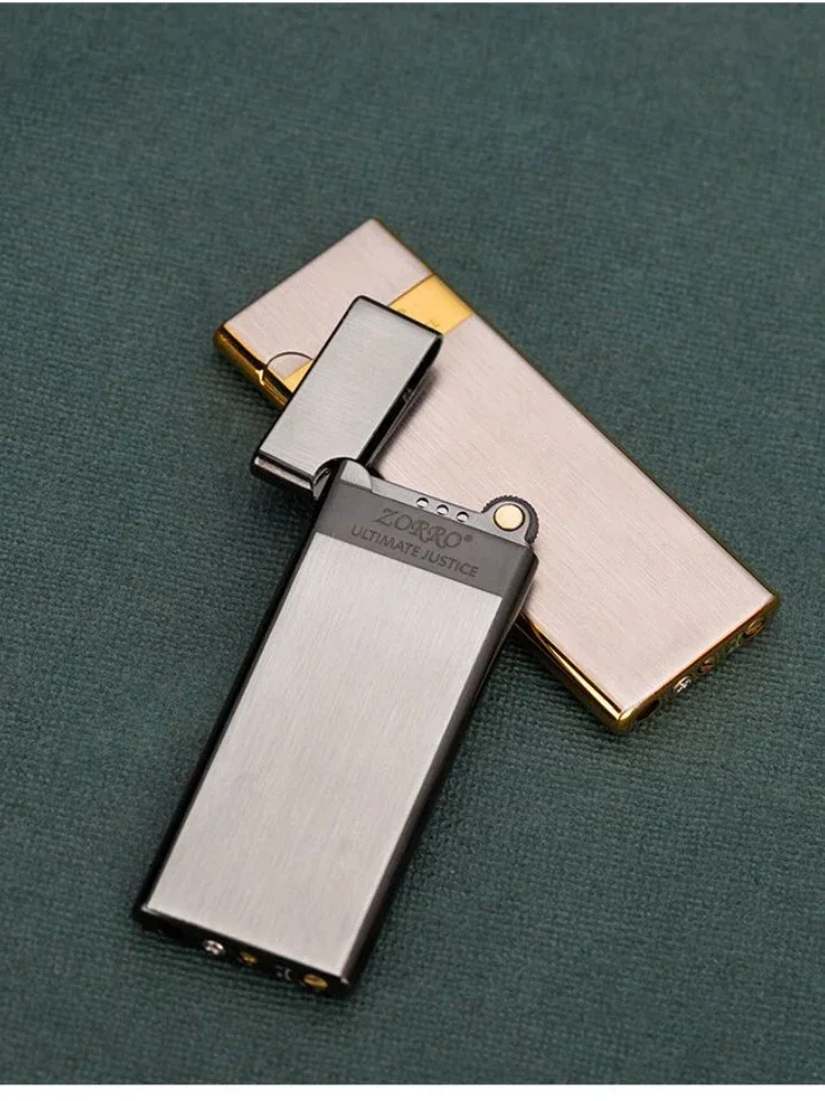 Zorro-Ultra-thin Inflatable Lighter, Cigarette Case, Grinding Wheel, Men\'s Toy, Cigarette Accessories, Easy to Put