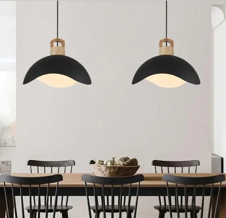 Modern Simple Pendant Lights Cutting Art Petal-shaped Home Dining Room Bedroom Bedside Solid Wood Hanging Light Fixture