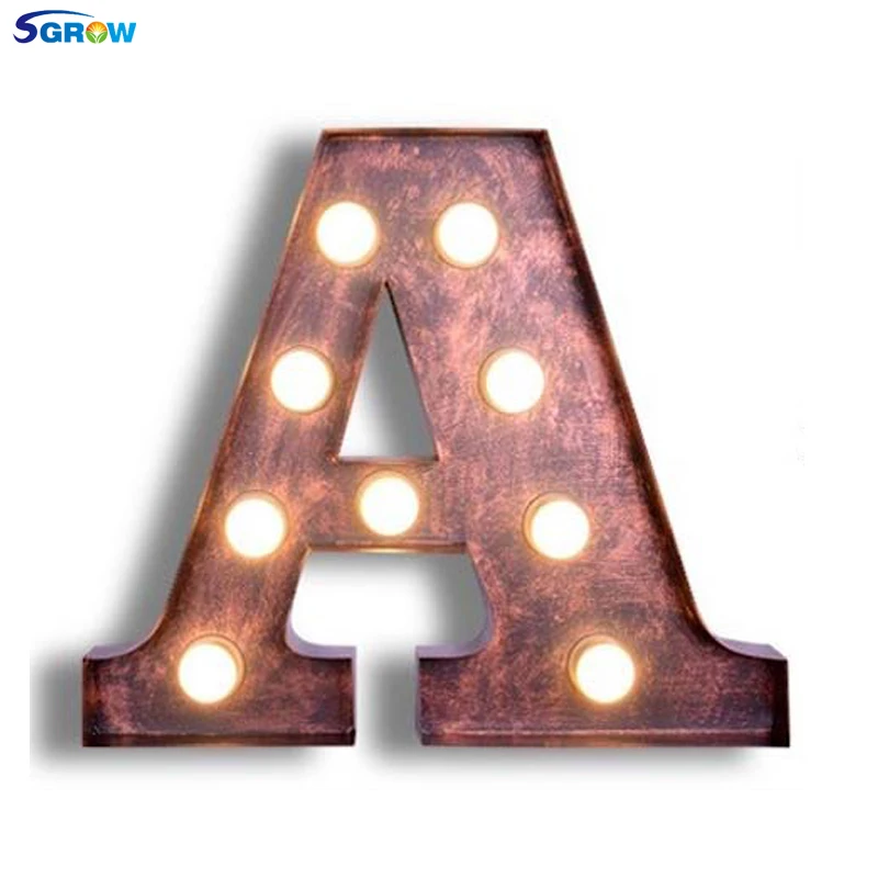 SGROW Metal Letter A Light Lamp Vintage Loft Industrial Logo A Wall Sconce Iron Billboard Wall Lights for Bedroom Lampara