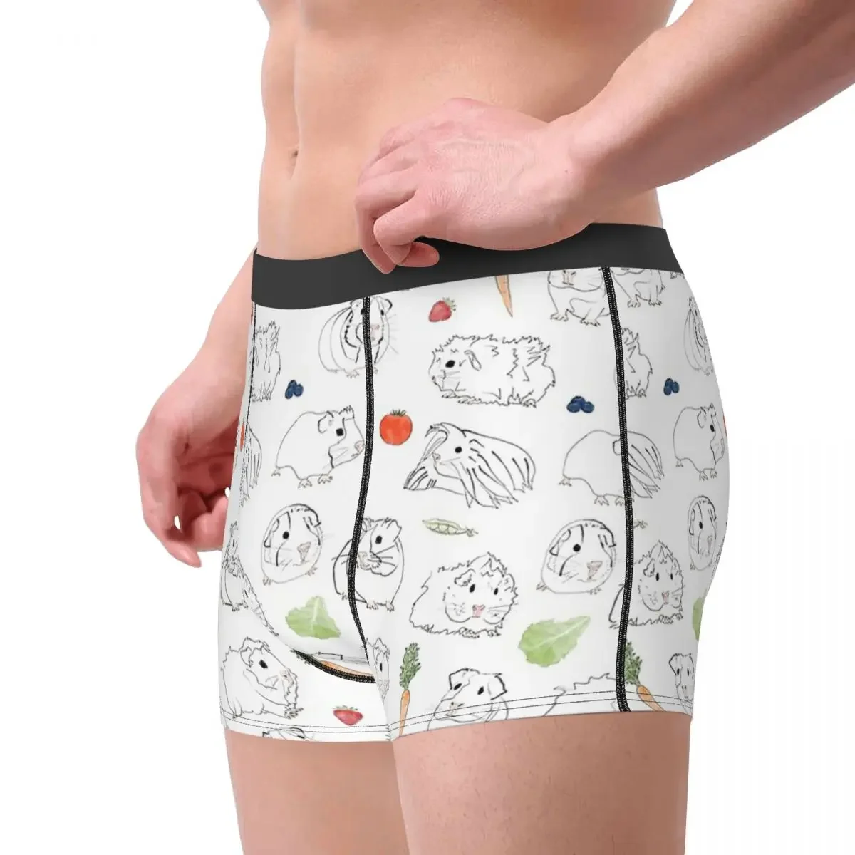 Vegetables Line Drawing Guinea Pig Cavia Porcellus Animal Underpants Breathbale Panties Men's Underwear Shorts Boxer Briefs