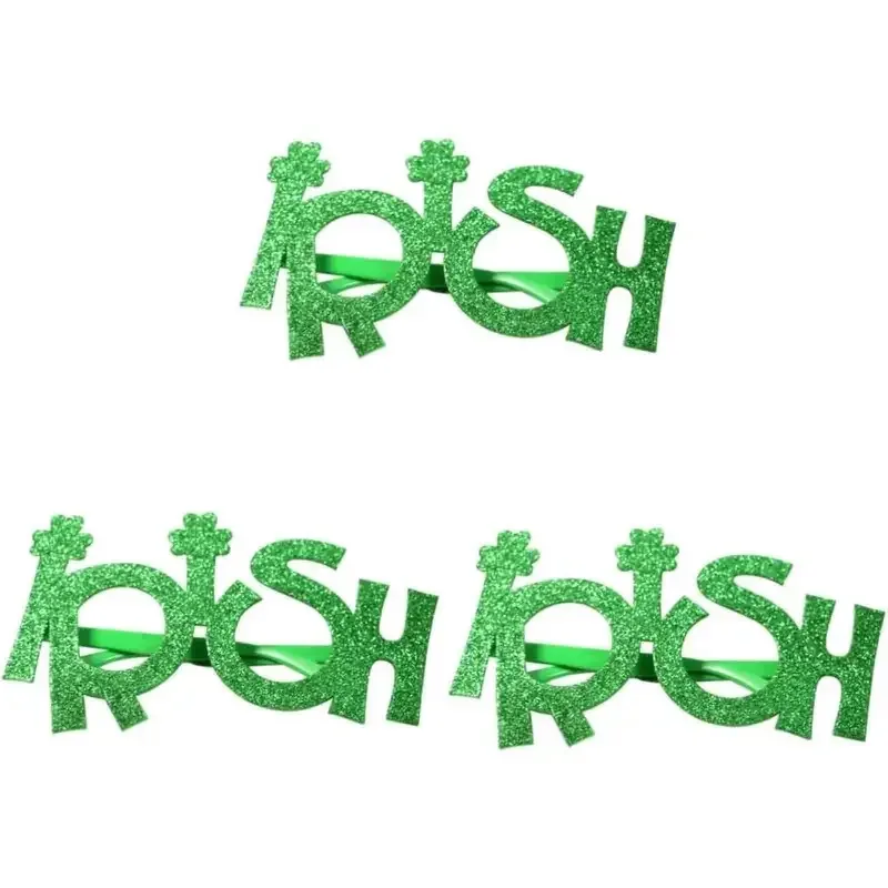 

3 шт., очки ко Дню Святого Патрика, украшение для вечеринки, зеленые очки-трилистник, костюм Святого Патрика, креативный реквизит для фотобудки