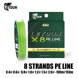 LEYDUN Micro lenze da pesca 8 fili intrecciati PE 100m 150m giappone Smooth multifilamento Line Carp Fly Fishing Wire Strong 8X Weave
