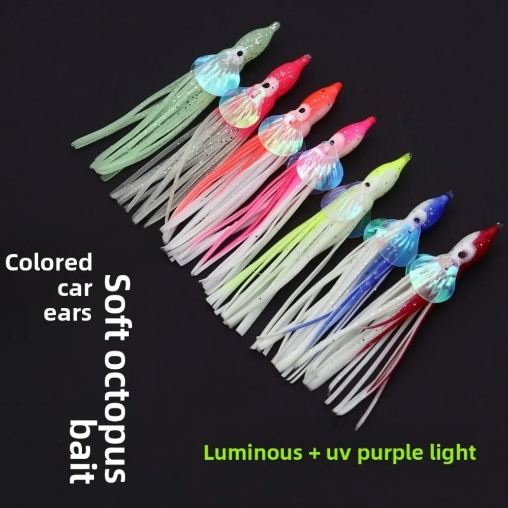 

5pcs Glow-in-the-Dark Glow-in-the-Dark Squid Skirt Fishing Lures 13cm Soft Rubber Soft Rubber Octopus Skirts String hook