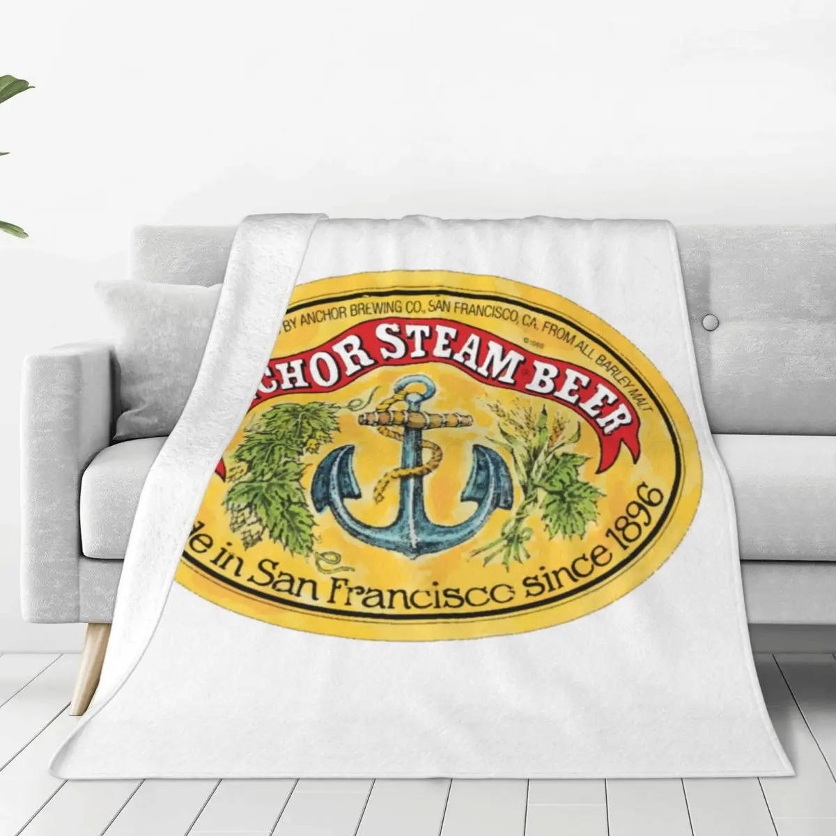 Anchor Steam Beer Super Warm Blanket Alcohol Yellow Camping Throw Blanket Winter Cute Custom Flannel Bedspread Sofa Bed Cover