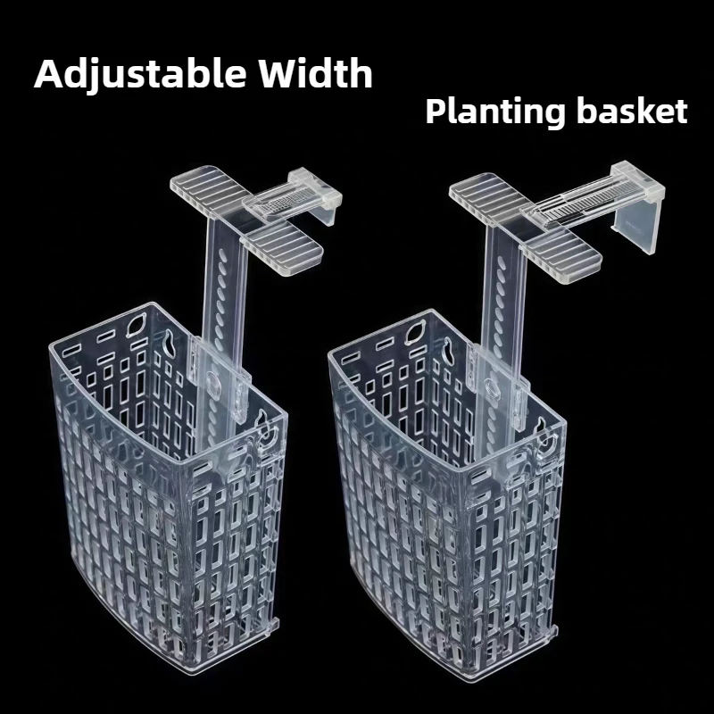Aquarium Plant Holder Adjustable Height Lifting Basket Fish Tanks Hanging Decoration Box Water Grass Planting Decor Planter