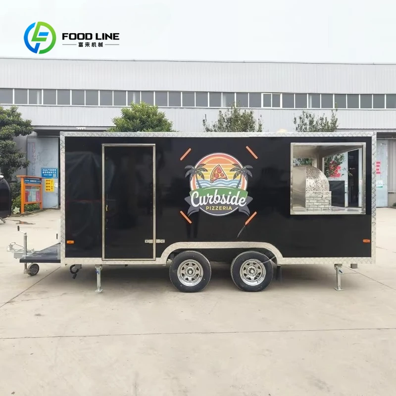 스테인리스 스틸 푸드 트레일러 이동식 패스트 피자 푸드 트럭 완비된 주방 미국 판매용
