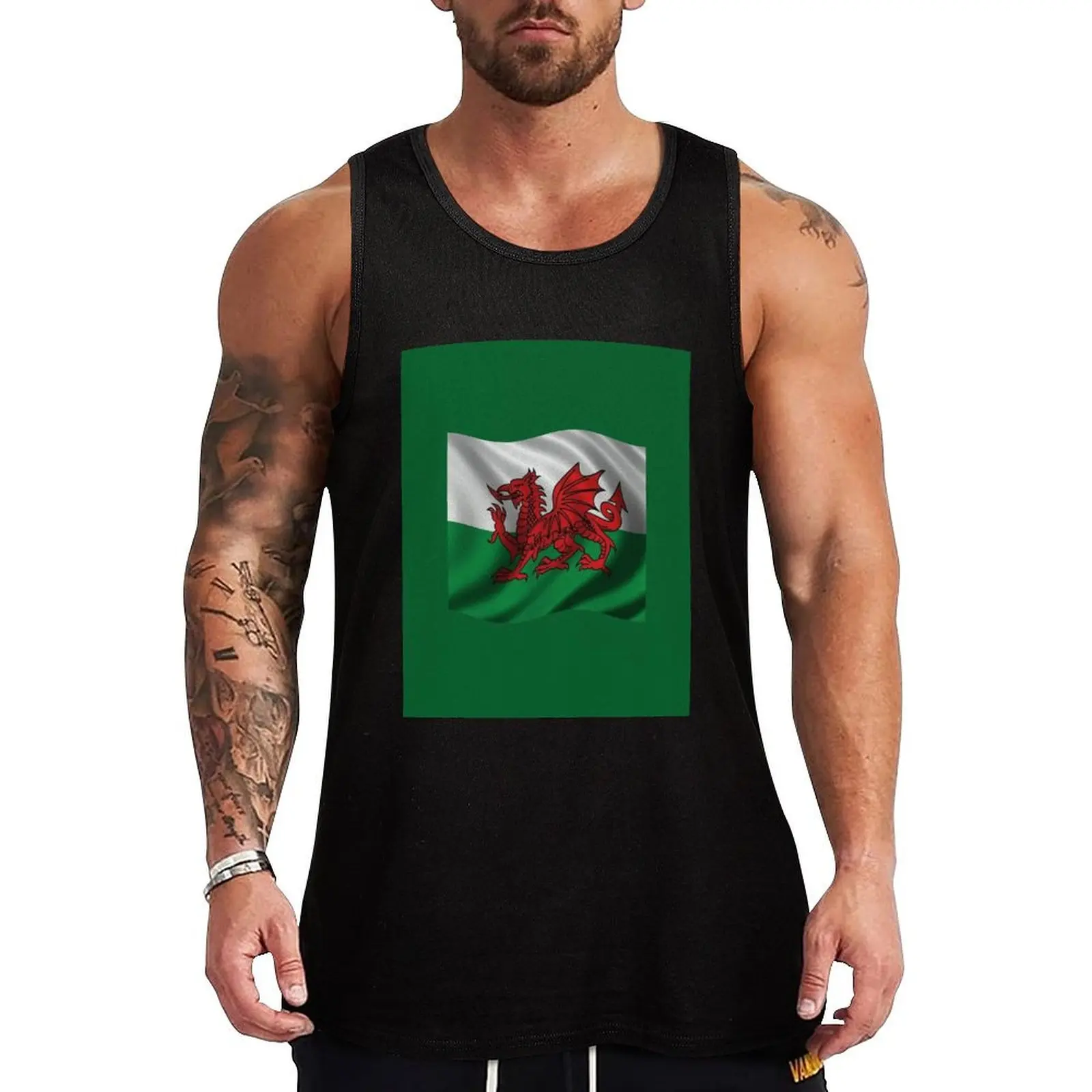 Y Ddraig Goch Welsh Flag Rugby Union v1 Tank Top Men's tops Men's summer t-shirt