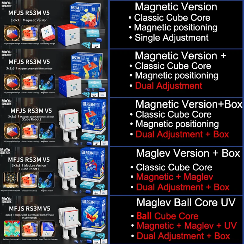 MOYU RS3M V5 Magnetic Magic Cube 3x3x3 Speedcube 3x3 Professional Maglev Ball Core Speed Puzzle 3×3 Children\'s Toy Cubo Magico