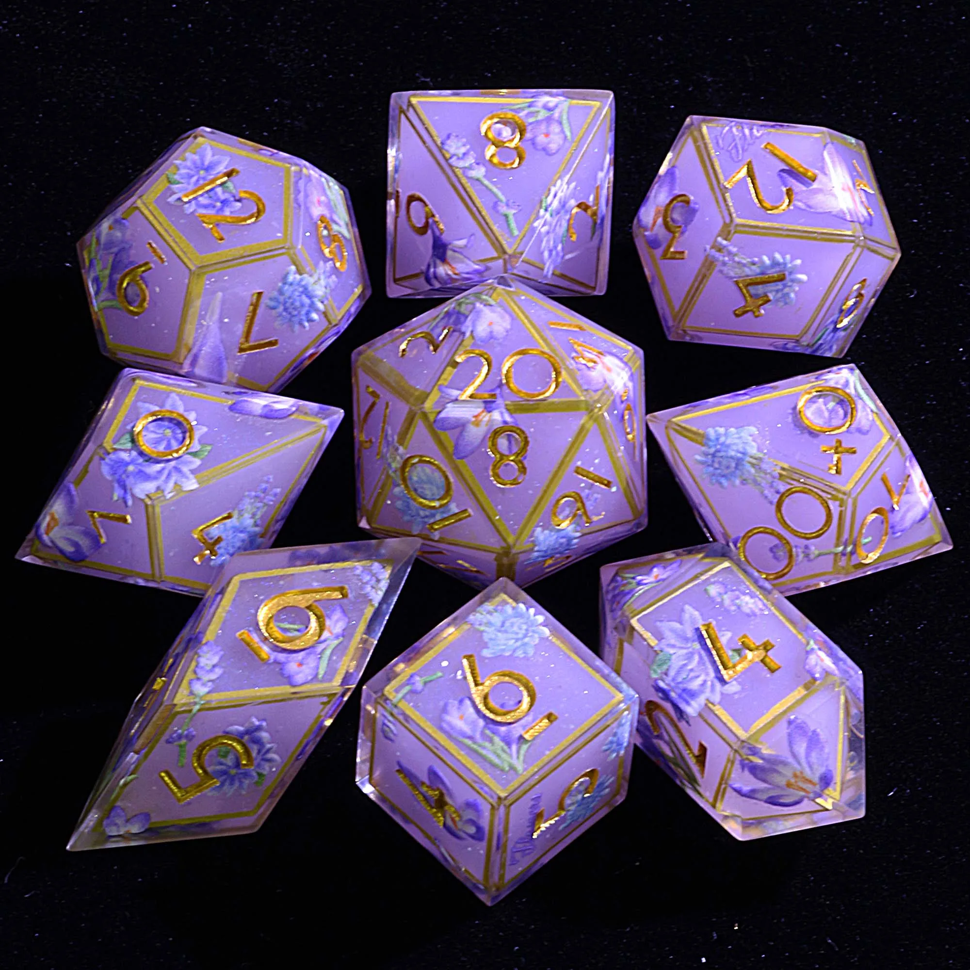 9 Polyhedral Sets Dice D&D Lavender Moonlight Pact