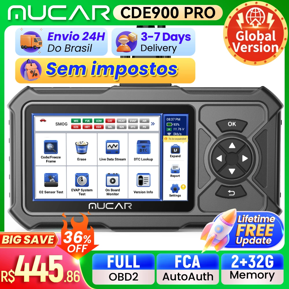 Mucar cde900 pro obd2 scanner ferramentas de diagnóstico do carro automotivo obd scanner ferramenta leitor código 5
