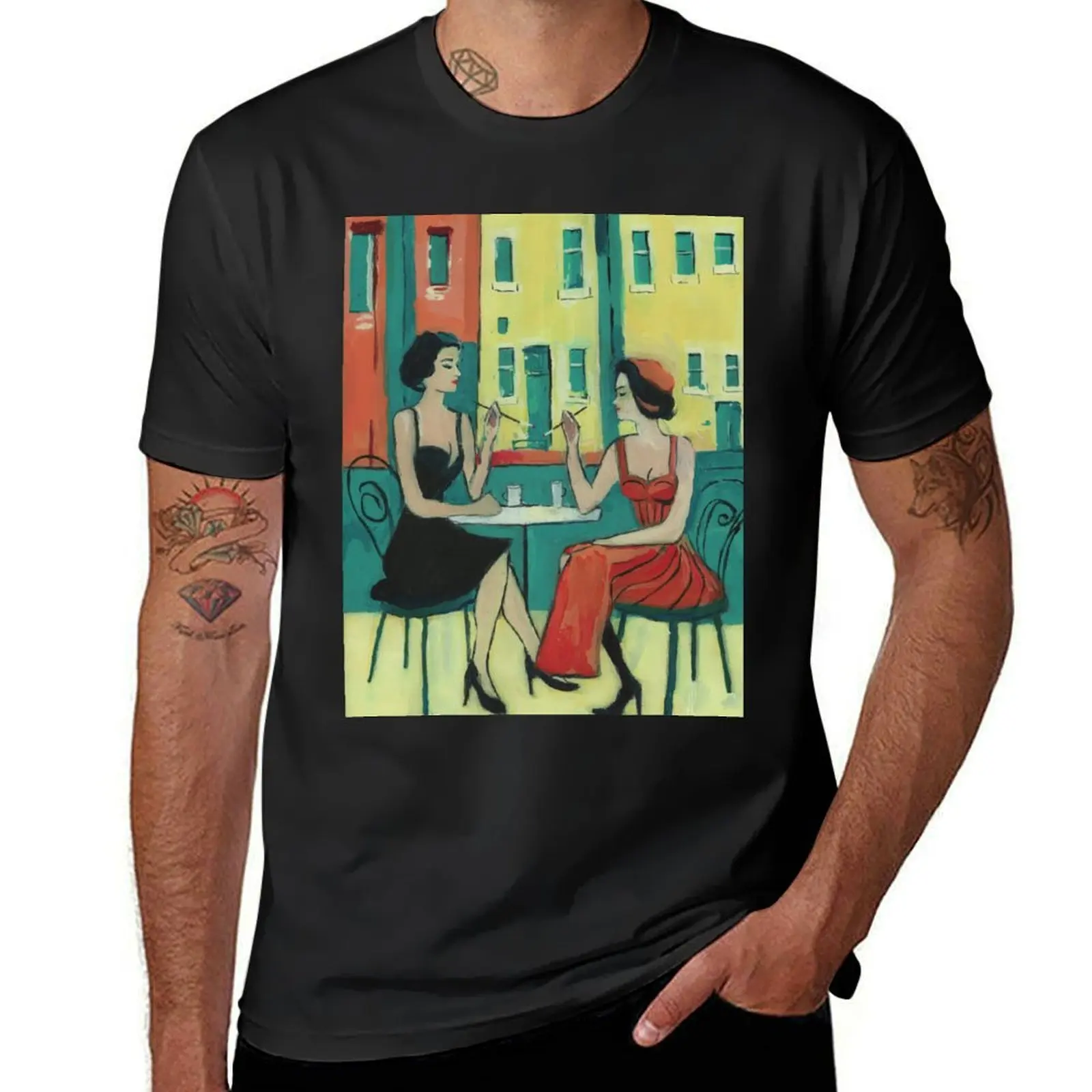 

Date Night at a Cafe T-Shirt cute tops customs sublime quick drying clothes for men