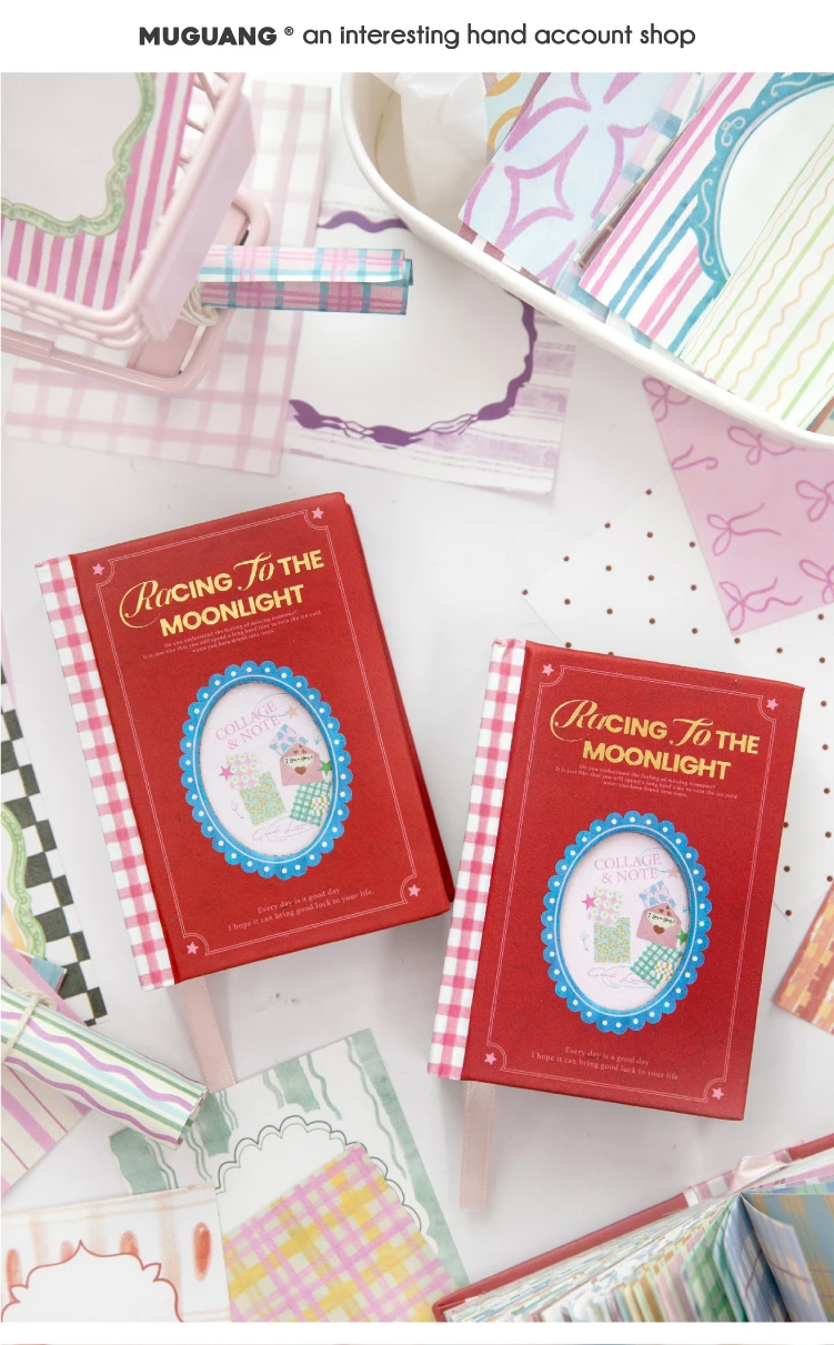 Journal GO 100 Stück Moonlight Wish Book Notizblöcke mit Gittermuster für Scrapbooking, Tagebuchmaterial, Collage, Journal-Hintergrund – Detail 1