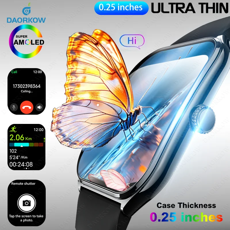 

DAORKOW2025 ultra-thin and durable women's 1.96AMOLED screen sports, health and fitness wireless Bluetooth calling smartwatch