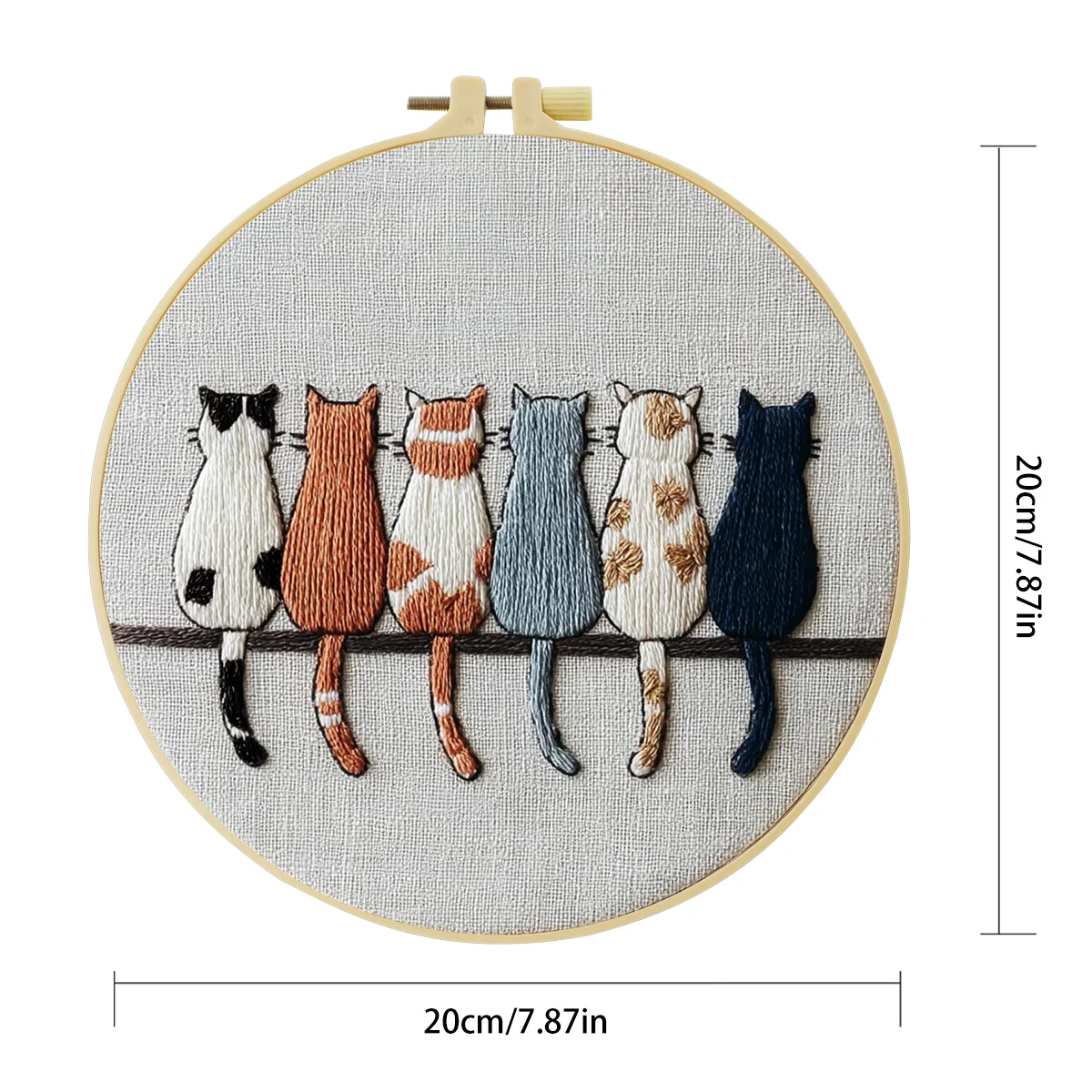 1 Stück 20X20CM/15X15CM 7,87/6,3 Zoll Katzen-Stickerei-Starter-Kit DIY-Kit DIY-Stickerei-Set Handarbeiten Nähkunst Heimdekoration – Detail 5