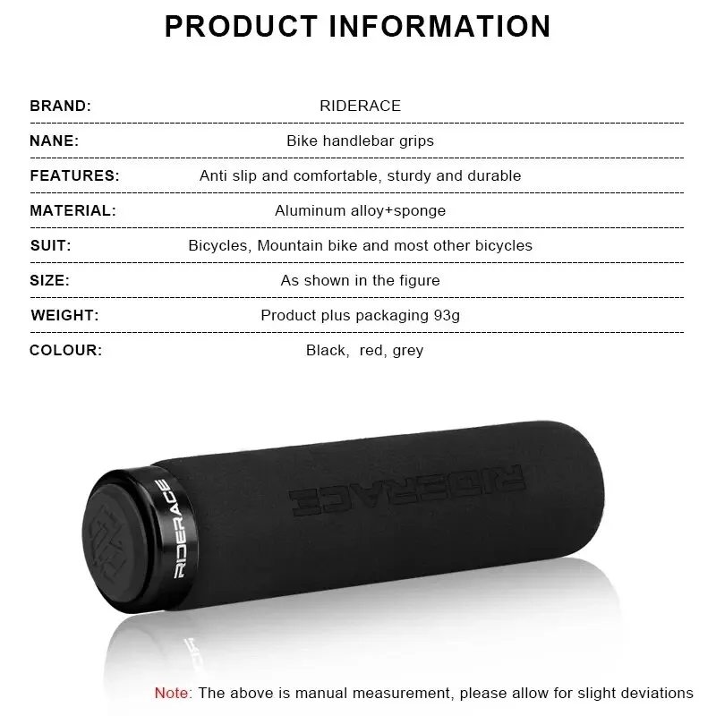 RIDERACE Fahrrad Lenker Griffe Weichen Schwamm Anti-skid Schock-absorbieren Für MTB Mountainbike Griff Bar Grip Radfahren Zubehör – Detail 2