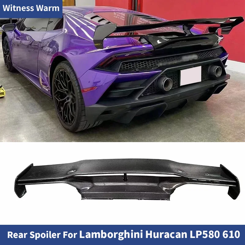 Forge /Carbon Fiber Car Rear Wing Trunk Lip Spoiler For Lamborghini Huracan LP580 LP610 EVO Tail Wings Decoration 2014 -2021