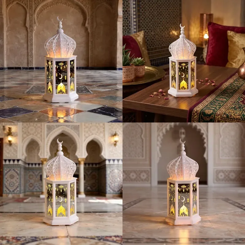 for  Mermei Plastic Middle East Moroccan Style Lantern with Beads Retro Oriental Festival Candlestick Lamp