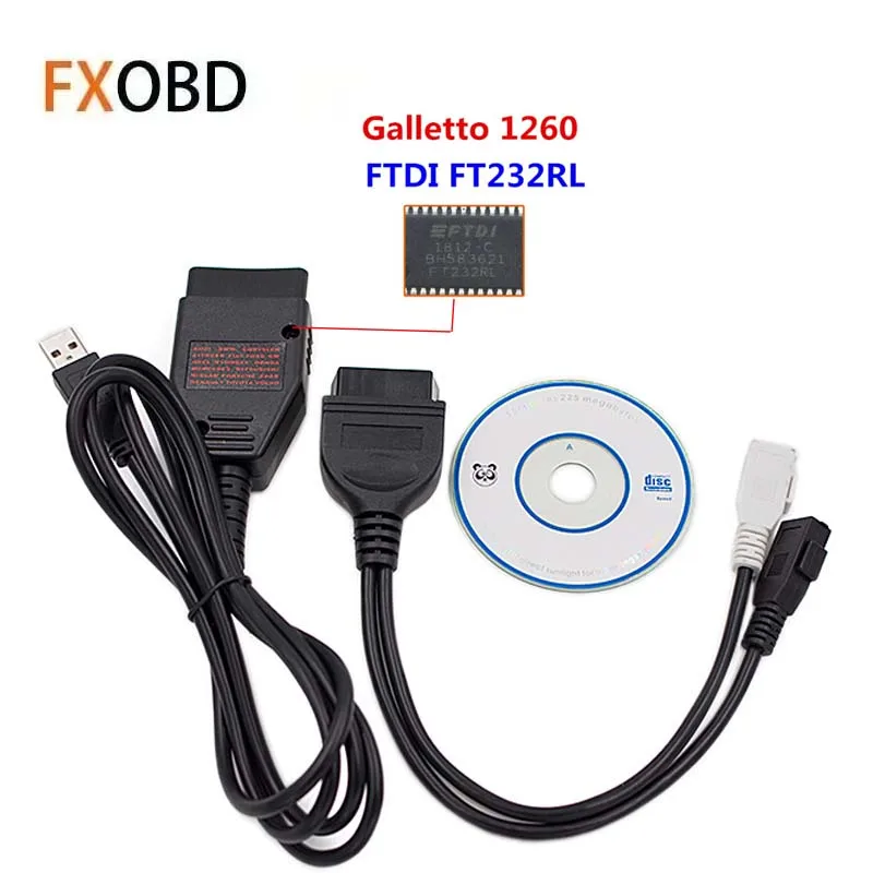 Galletto 1260 FTDI FT232RQ RL EOBD ECU Programmer Read Write Car ECU Flasher Work for Multi-Car OBD2 Diagnostic Tool for VW AUDI