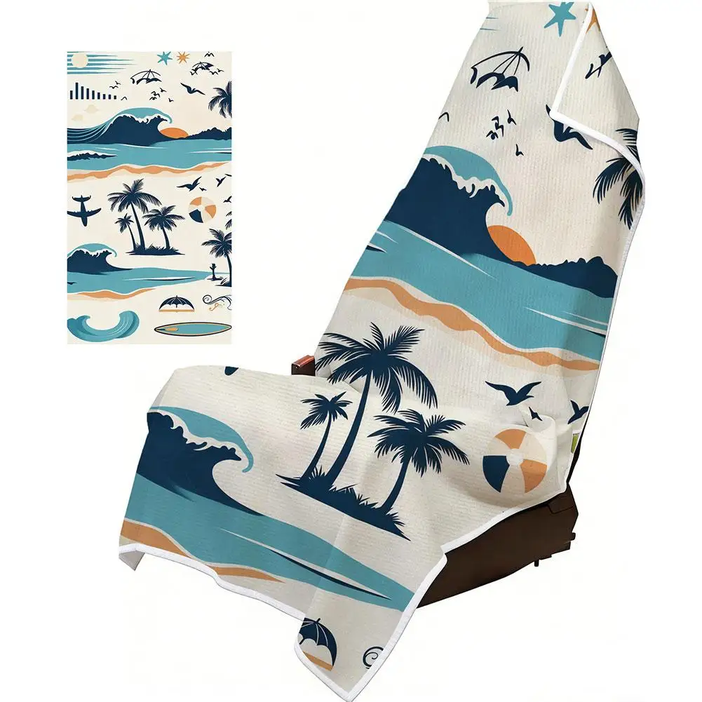 2 in 1 Beach Towel and Car Seat Cover Quick Dry Water Absorbent Sand Proof Cushion Protector Swimming Outdoor Travel Versatile