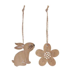 8PCS/Set Wooden Easter Wood Chips Cutouts Wood Rabbit Easter Decorations Pendants Eggs Household Decor Handcraft DIY Crafts