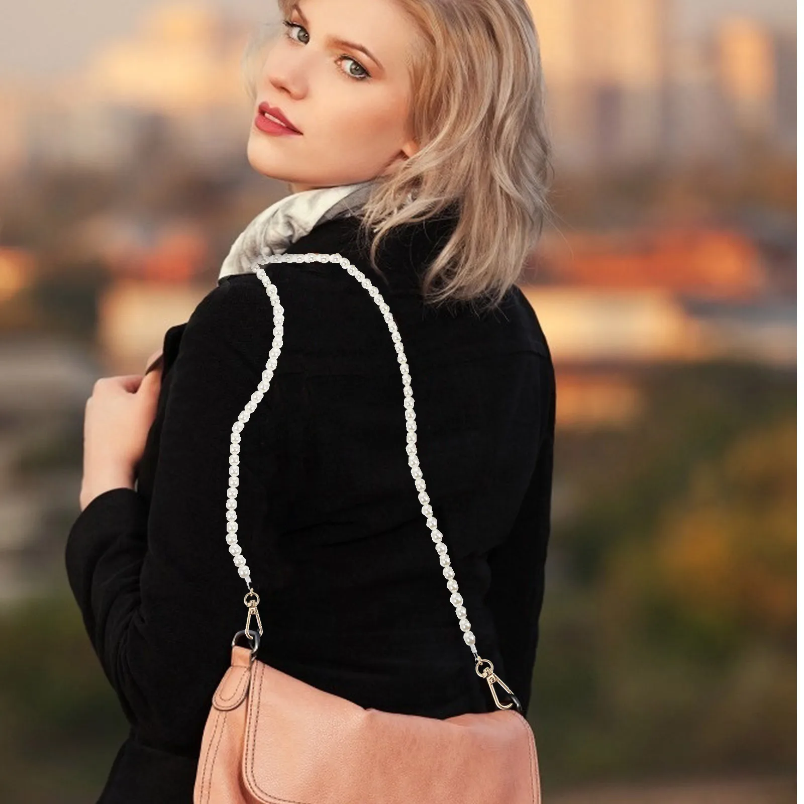 진주 가방 체인 프리미엄 소재 핸드백 숄더 스트랩 간편 설치 제거 DIY 클러치 핸드백 액세서리 진주 가방 체인