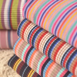 Rib Combed Rainbow Cuff Fabric By Half Yards Striped Stretch For Sewing Base Shirt Knitting Neckline 50x140CM/PCS 300g/m