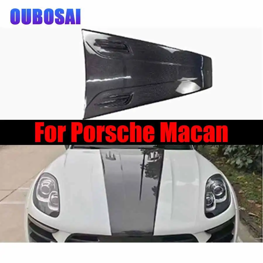 For Porsche macan Paste style Carbon Fiber Hood Engine Cover Hood Car Headliner Hood Cutout Cooling Front Cover Car Body Kit