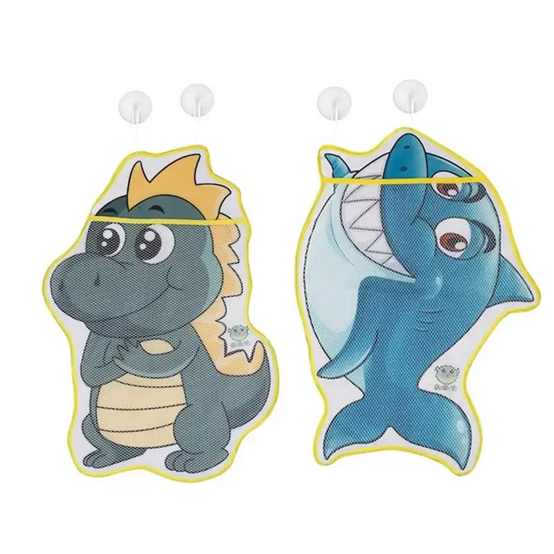 

Baby Bath Toys Cute Dinosaur Shark Mesh Net Toy Storage Bag Strong With Suction Cups Bath Game Bag Bathroom Organizer Water Toys