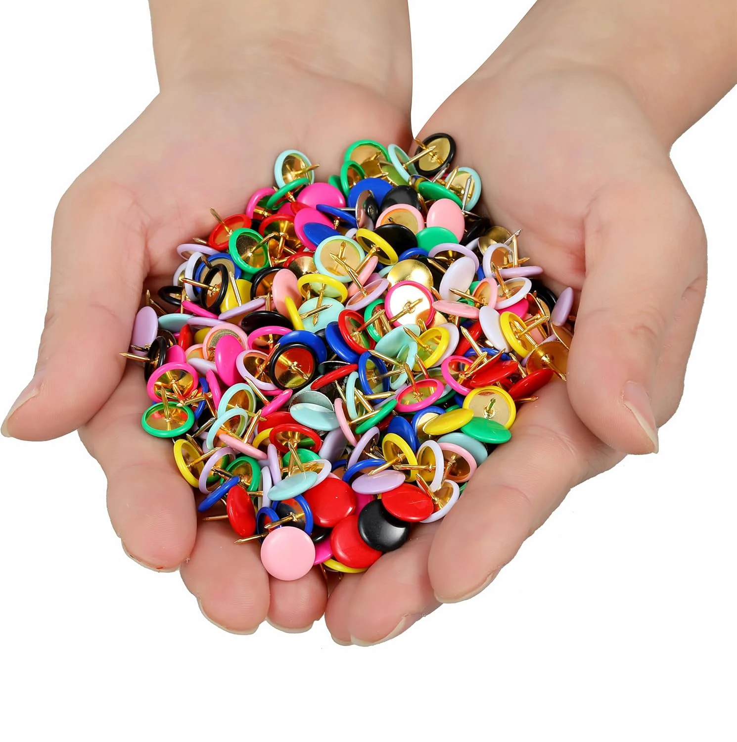 200Pcs Thumb Tacks Plastic Round Head Metal Flat Push Pins Colorful Map Tacks for Bulletin Board, Cork Board, Photo Wall