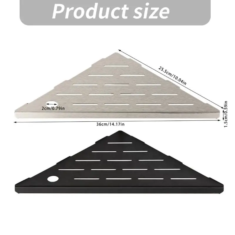 1/2Pc 10 Inch Steel Shower Corner Shelf With Blade Hole Not Drill Bathroom Organiser Simple Installation for Tile Wall D2RD