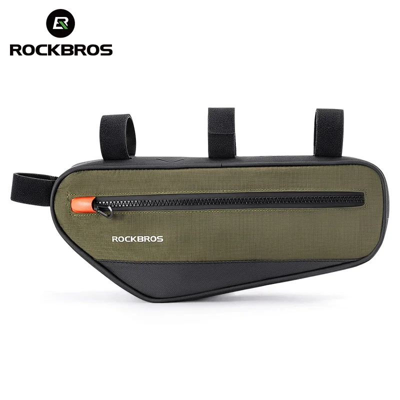 ROCKBROS Bicycle Bag 1.7L Large Capacity Bike Frame Tube Bag Reflective Cycling Top Bottom Tube Bag MTB Bicycle Accessories