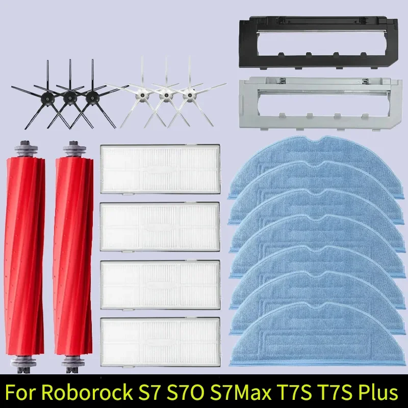 Robô Aspirador Acessórios, Escova Principal Tampa, Filtro Hepa, Mop Pad, Peças De Reposição para Roborock S7, S70, S7Max, T7S, T7S, Plus