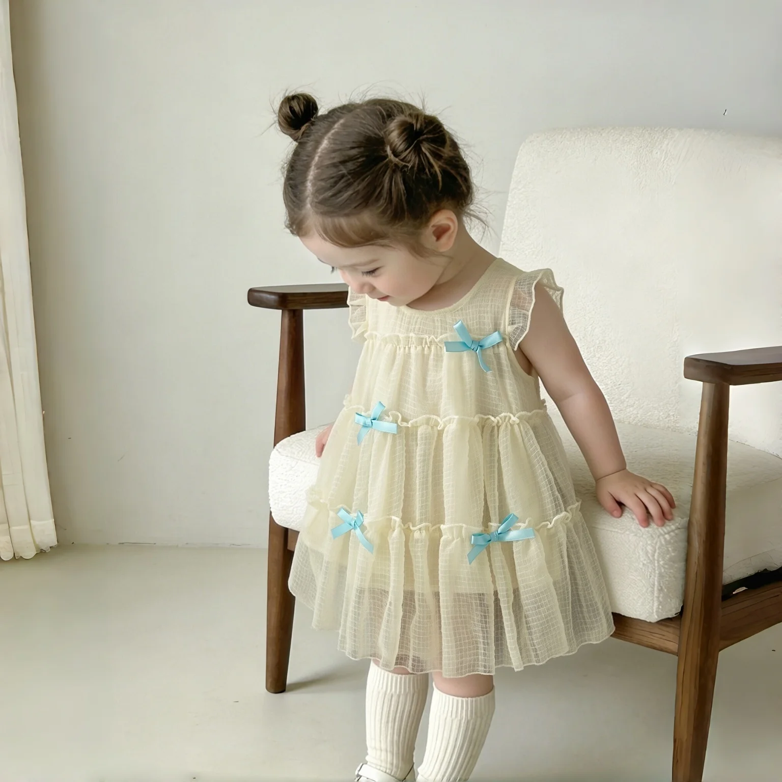 

Summer New Baby Girl Dress Sweet Cute Rabbit Ear Mesh Breathable Princess Dress Birthday Party Dress 6 Months -3 Years Old