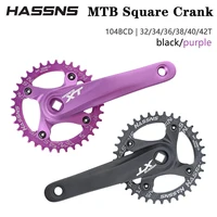 Juego de Bielas HASSNS XT para Bicicleta, Bielas de Punta Cuadrada para MTB 104 BCD, Bielas Cuadradas para Bicicleta de Montaña, 170MM 32/34/36/38/40/42T