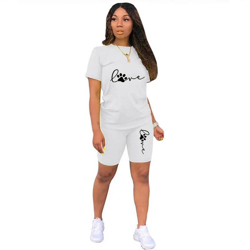 Women Tracksuit Oversize High Waist Shorts Outfit Women's Lip Print T-shirt+Short Pants Sporting Tracksuit Outfits Summer Suits