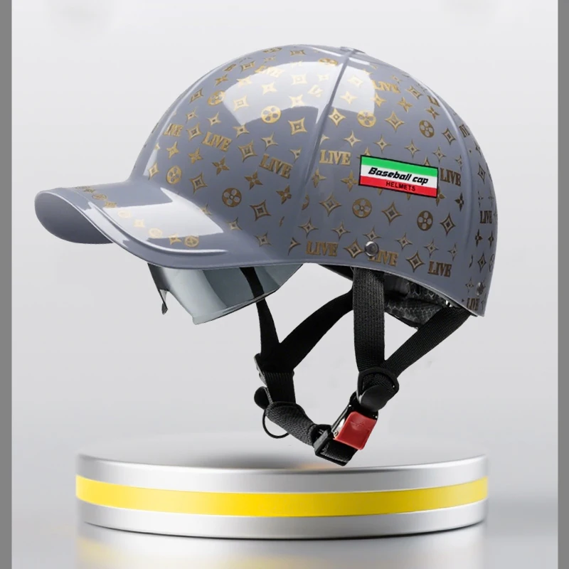 

2025 For Cafe Racer Chopper Scooter Safety Hard Hat Half Face Vintage Summer Cap Motorcycle Half Helmet Baseball Cap Style