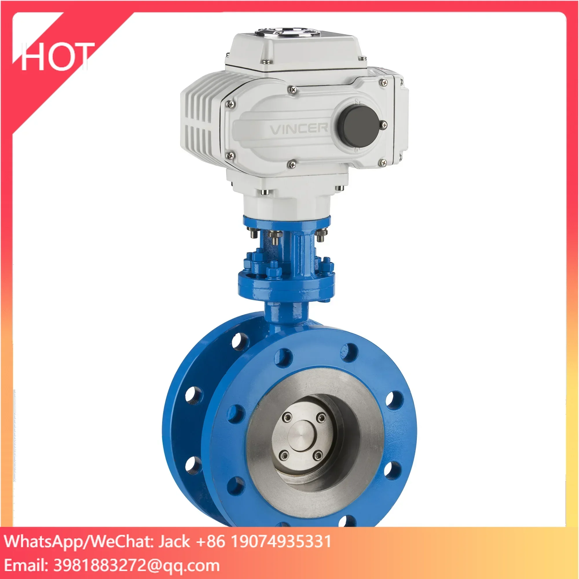 

VINCER Electric Actuated Butterfly Valve 4 Inch Stainless Steel Electric Fire Flange Butterfly Valve