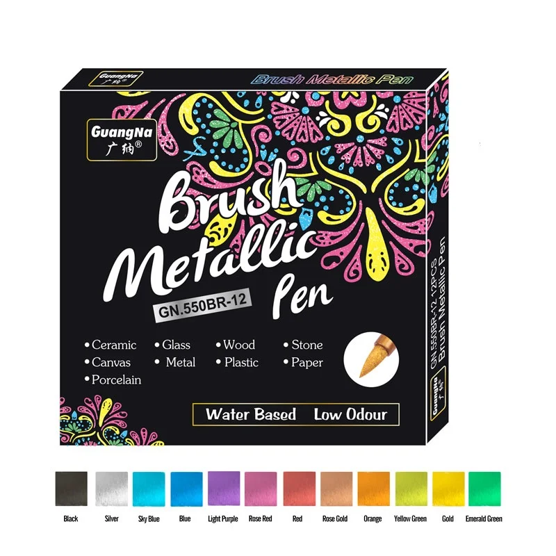 12 Colors Metallic Markers Pens Silver Gold Paint Pens for Black Paper, Glass, Rock Painting, Halloween Pumpkin Scrapbook Album