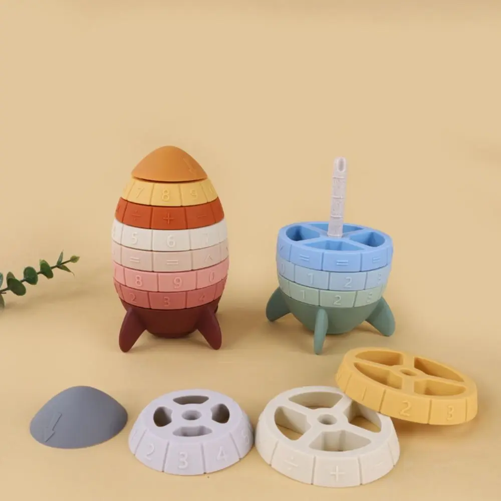 

Ferrule Rocket Stacking Toy Montessori Toy Rotating Rainbow Revolving Ring Tower Puzzle Early Education Stacking Blocks Baby Toy